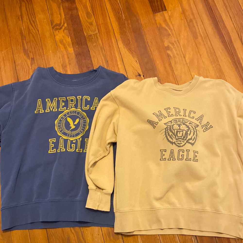 Blue and gold American eagle sweatshirts. Size adult small